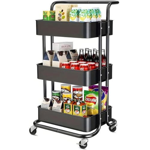 Storage Trolley Cart 3-Tier Multi-Purpose Rolling Cart with Casters - View 1 - Tessla Equipment Store
